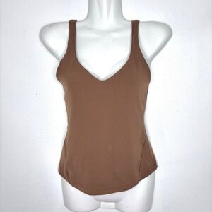 Lululemon Tank Top Women 4 Brown Athletic Built In Bra Yoga Workout Gym Training